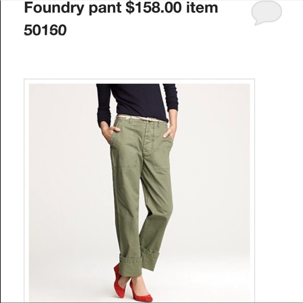 J Crew Foundry Olive Herringbone Utility Pants 12